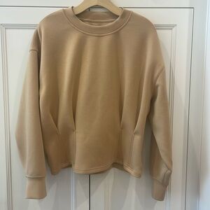 Lululemon Gathered Waist Crew Pullover—Pecan Tan—Oversized—Excellent Condition!